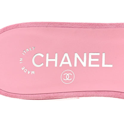 Chanel Suede Calfskin Camellia CC Slides 36 Pink 7 of 10
