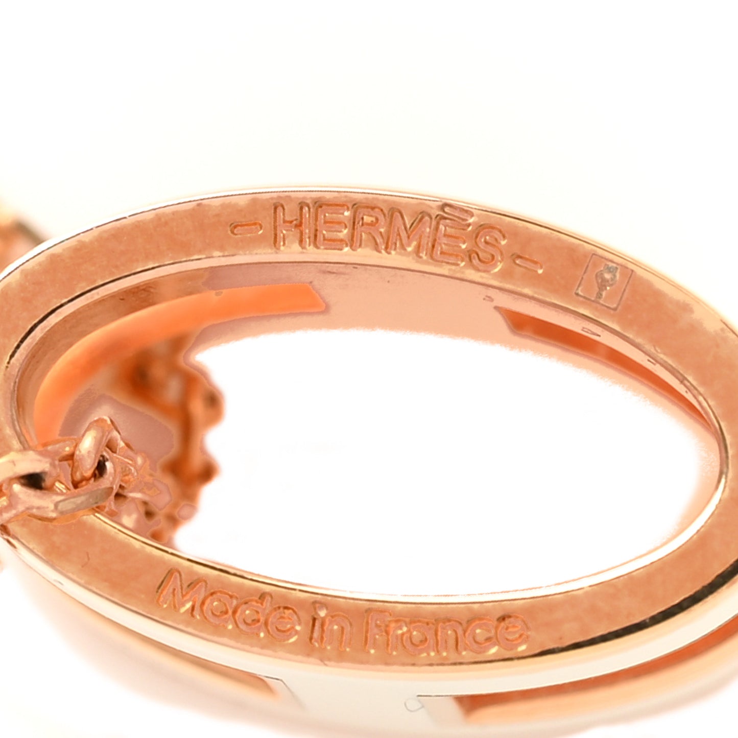Lacquered Rose Gold Pop H Pendant Necklace White