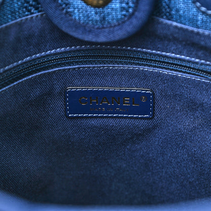 Chanel Mixed Fibers Striped Mini Deauville Tote Navy Blue 6 of 13