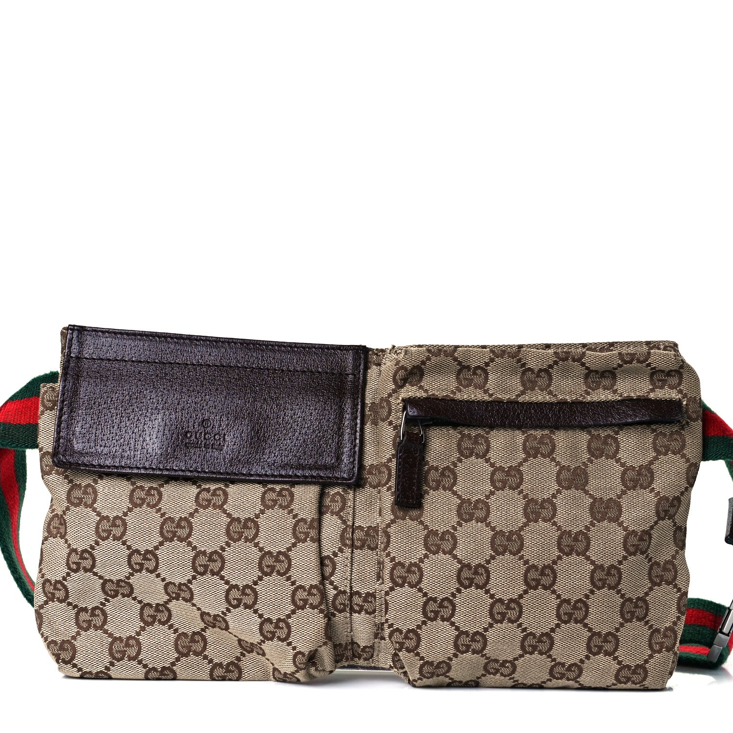 Gucci GG Monogram Web Double Pocket Belt Bag Dark Brown 13 of 25