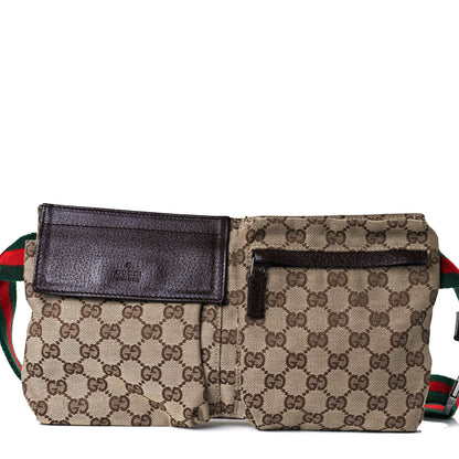 Gucci GG Monogram Web Double Pocket Belt Bag Dark Brown 13 of 25