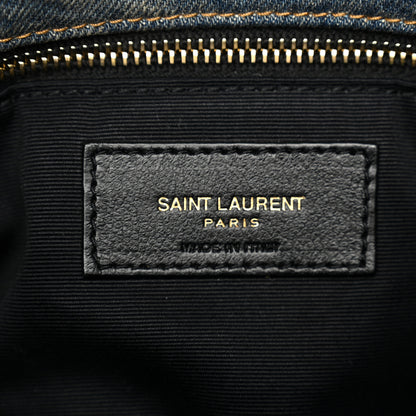Saint Laurent Denim Quilted Small Loulou Puffer Monogram Chain Satchel Blue Cinnamon 6 of 10