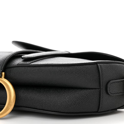 Christian Dior Grained Calfskin Saddle Bag With Strap Black 10 of 11