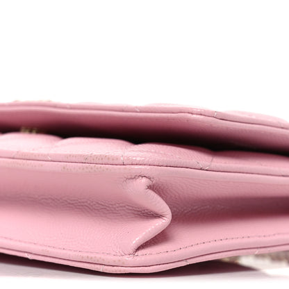 Chanel Caviar Quilted Textured CC Wallet on Chain WOC Light Pink 10 of 11