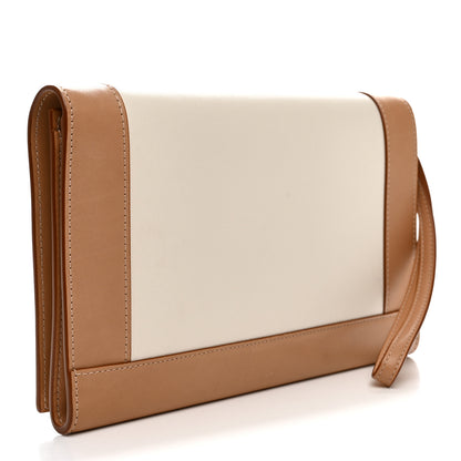 Saint Laurent Nappa Calfskin Two-Toned Monogram Pouch Alabastro Natural Tan 3 of 8