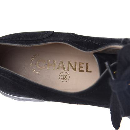 Chanel Suede CC Lace Up Oxford 39.5 Black 8 of 10