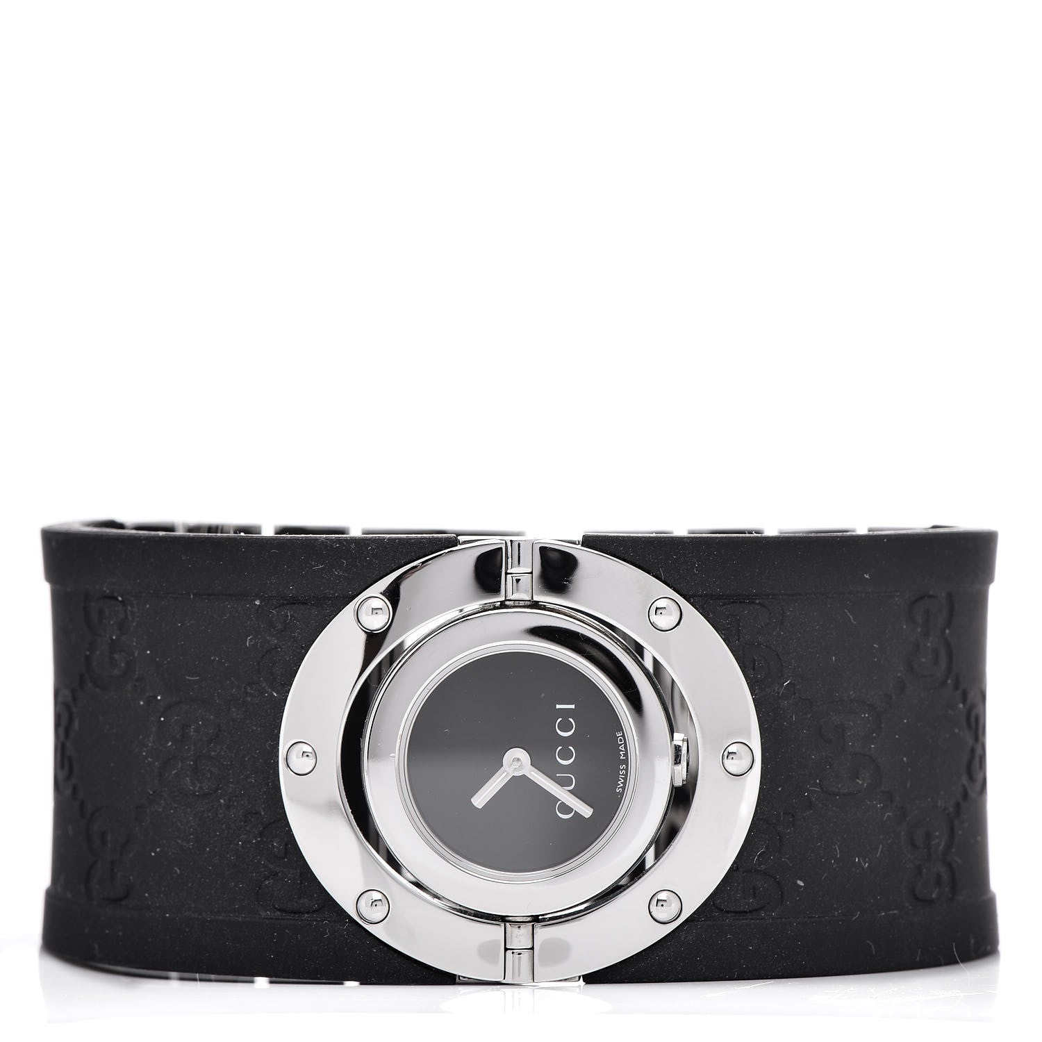 Gucci Stainless Steel Rubber 33mm Twirl Quartz Watch Black 3 of 6