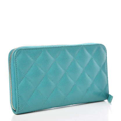Chanel Caviar Quilted Small Zip Around Wallet Turquoise 3 of 10