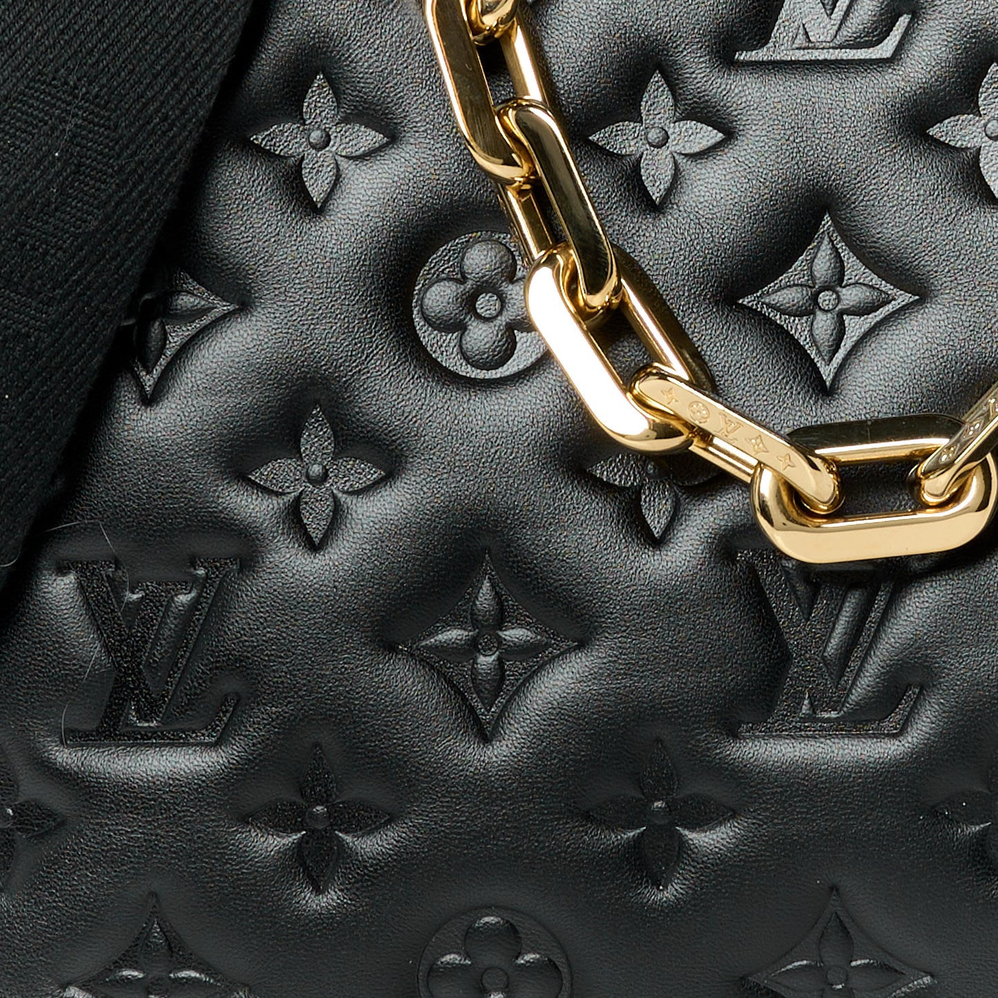 Lambskin Embossed Monogram Coussin PM Black