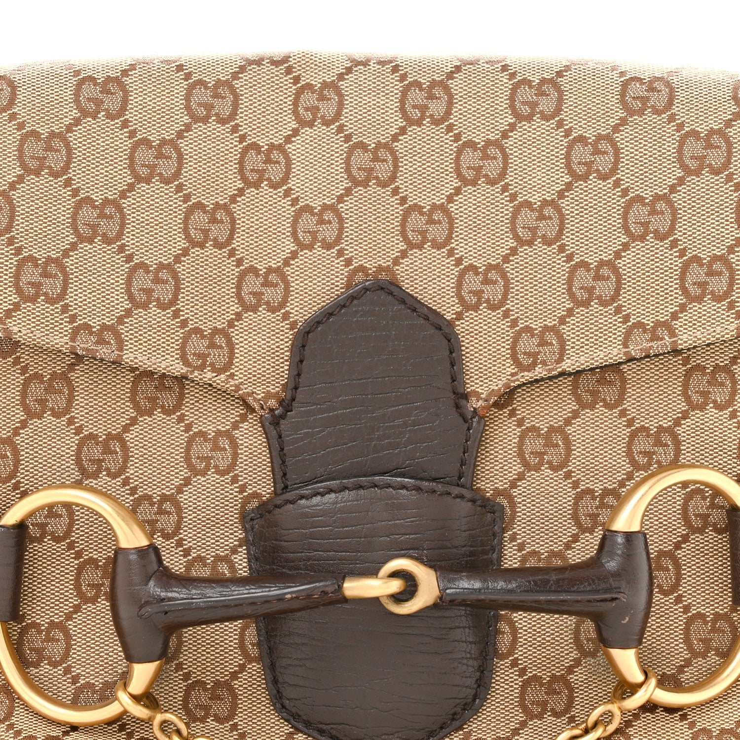 Gucci Monogram Horsebit Chain Flap Shoulder Bag Brown 8 of 14
