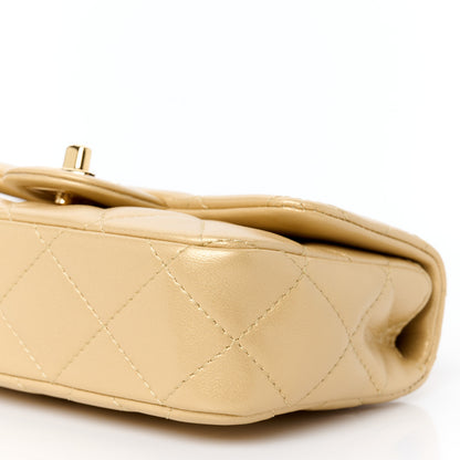 Chanel Metallic Lambskin Resin Quilted Top Handle Mini Flap Gold 11 of 11