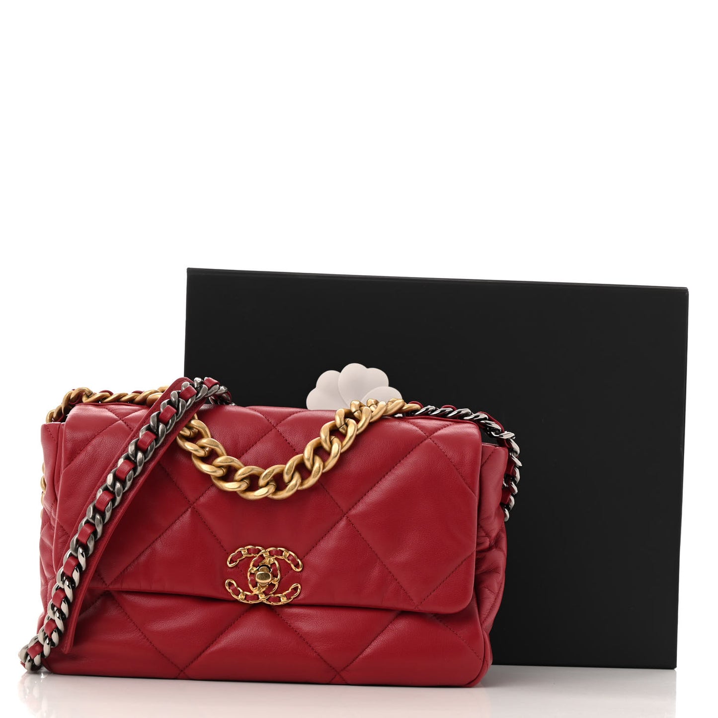 Goatskin Quilted Large Chanel 19 Flap Dark Pink