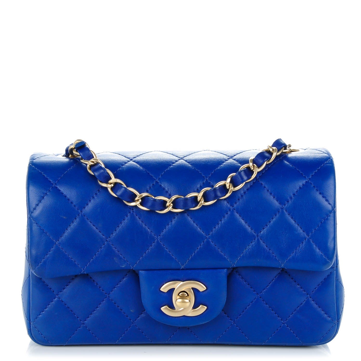 Chanel Lambskin Quilted Mini Rectangular Flap Dark Blue 1 of 8