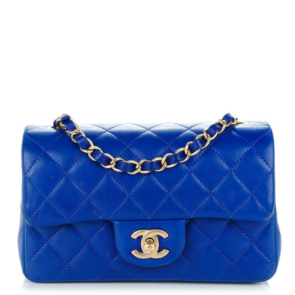 Chanel Lambskin Quilted Mini Rectangular Flap Dark Blue 1 of 8