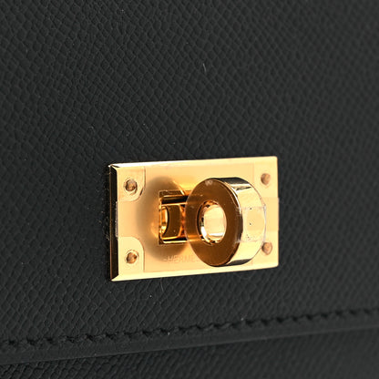 Hermes Madame Calfskin Kelly Pocket Slim Wallet Black 8 of 9