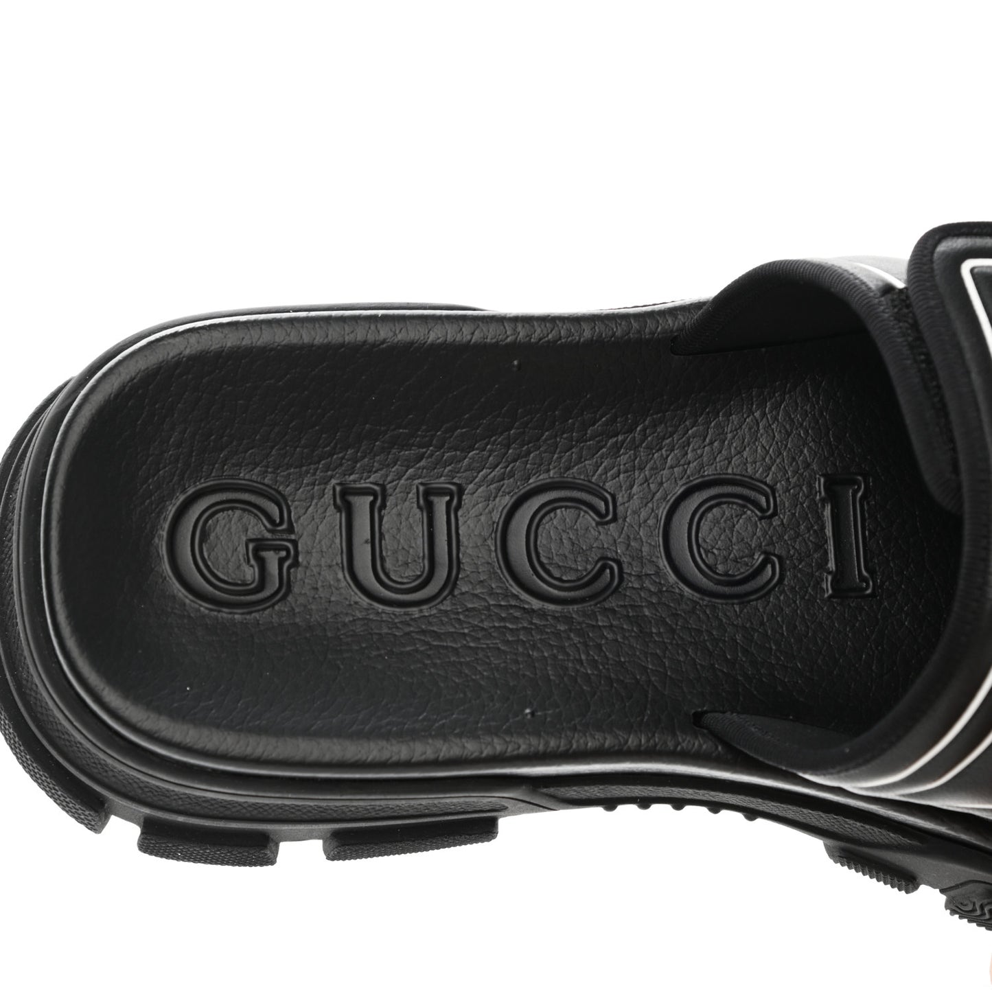 Nappa Grosgrain Logo Mens Velcro Chunky Slide Sandals 10 Black
