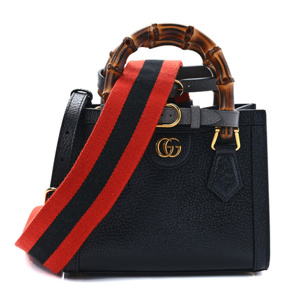 Gucci Textured Dollar Calfskin Web Mini Diana Tote Bag Black 1 of 9