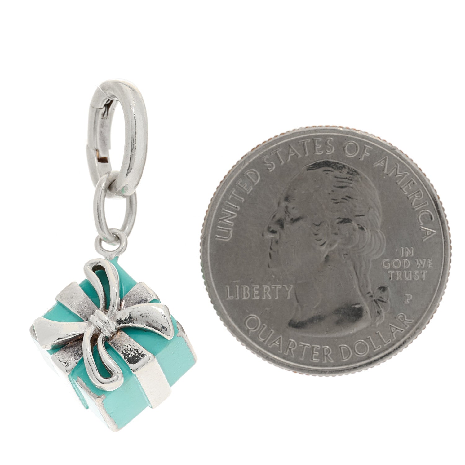 Tiffany Sterling Silver Enamel Gift Box Charm Blue 2 of 4