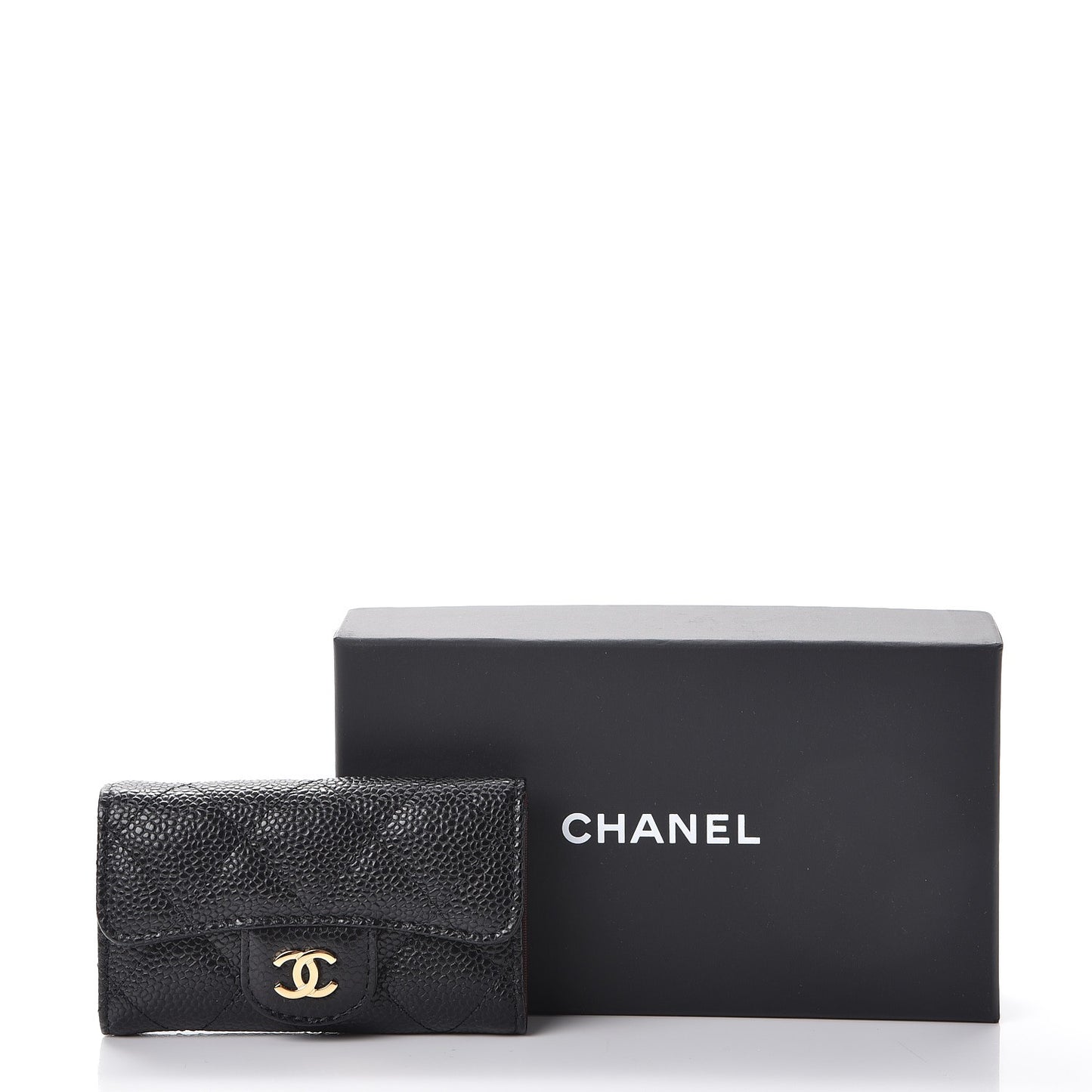 Caviar Quilted 6 Key Holder Black