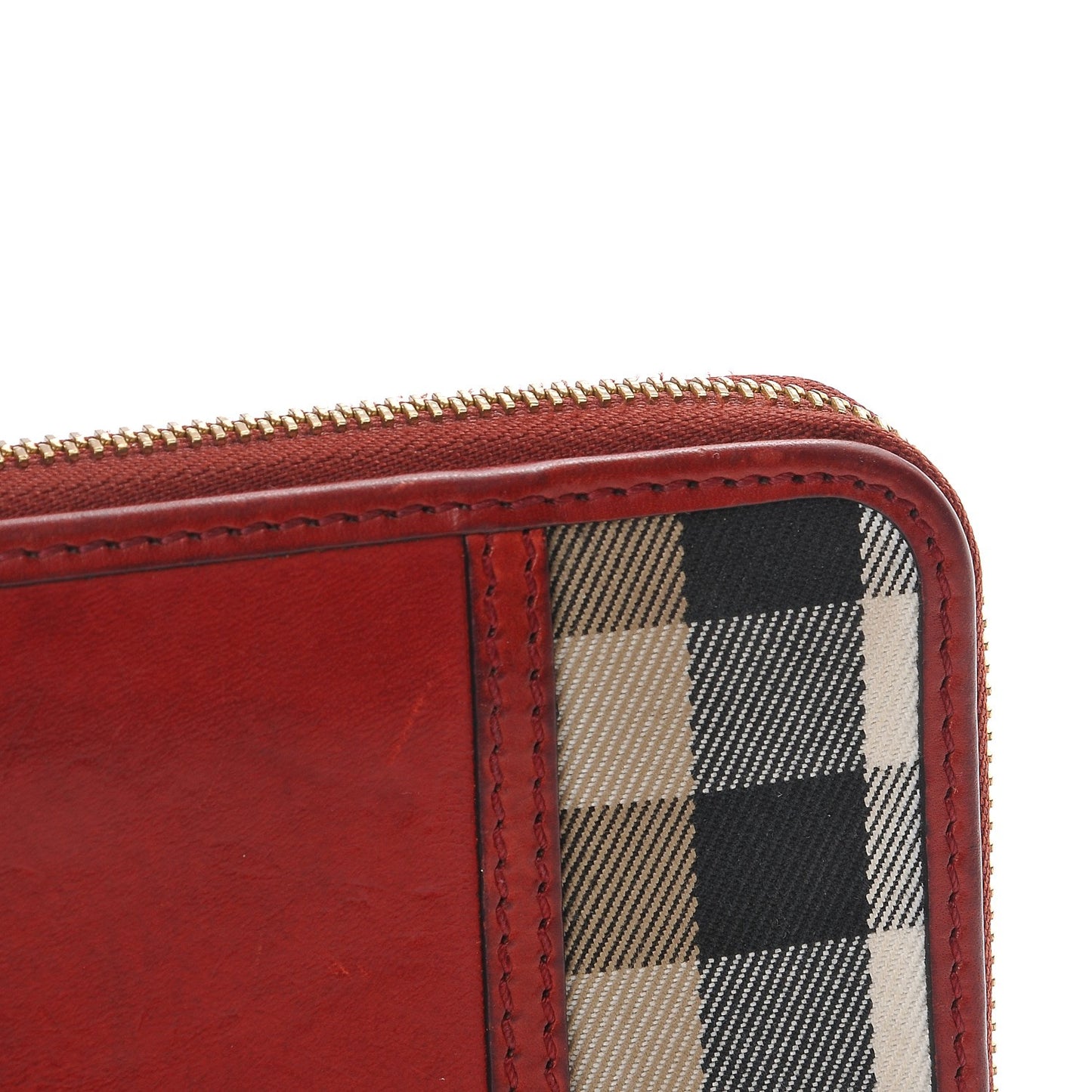 House Check Large Sartorial Ziggy Zip Around Wallet Military Red