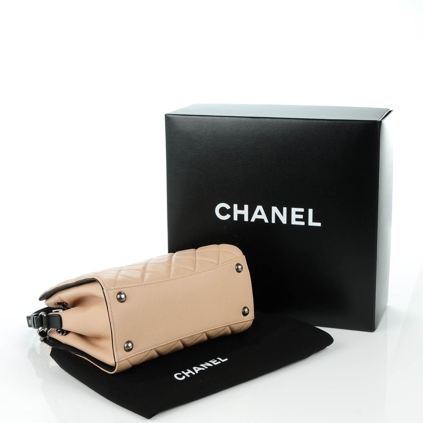 Caviar Quilted Small CC Bucket Bag Beige