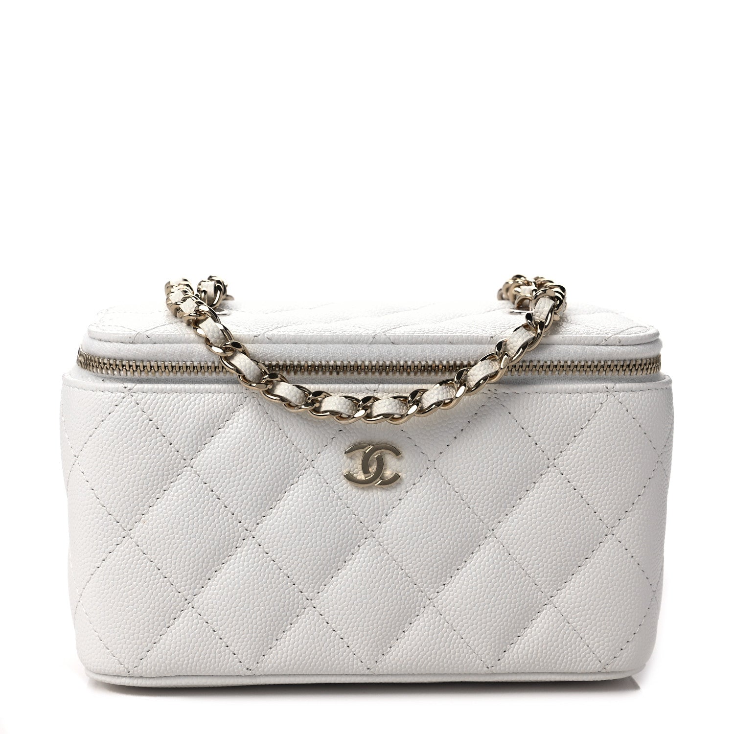 Chanel Caviar Quilted Small Vanity Case With Chain White 1 of 11