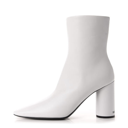 Balenciaga Shiny Sheepskin 20mm Oval Booties 36.5 White Black 1 of 10