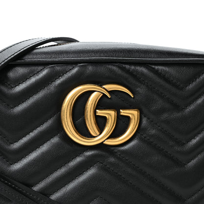 Gucci Calfskin Matelasse Small GG Marmont Chain Shoulder Bag Black 8 of 10