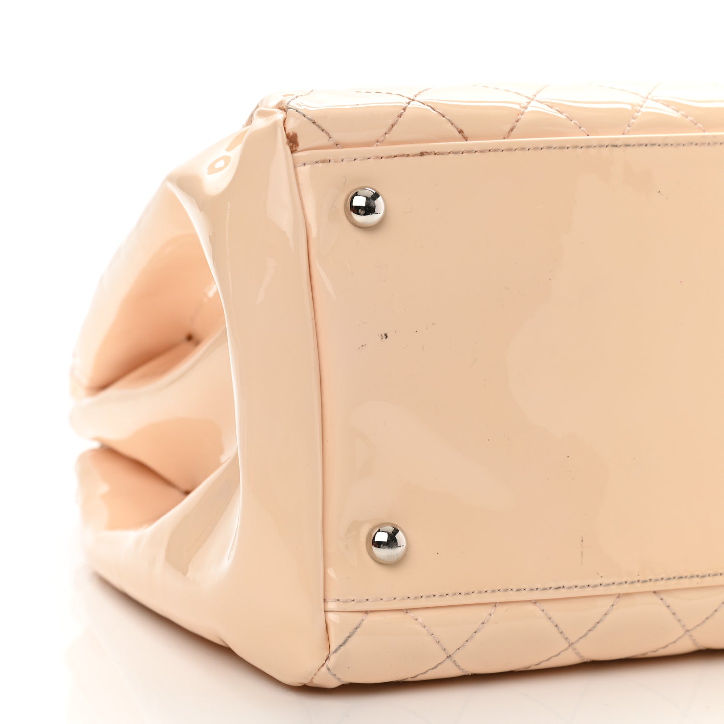 Patent Quilted Large Just Mademoiselle Bowling Bag Beige
