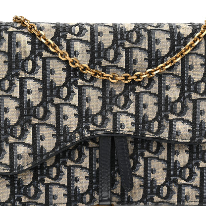 Christian Dior Oblique Saddle Chain Pouch Blue 7 of 10