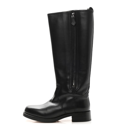 Hermes Box Calfskin Equestrian Land Boots 38 Black 1 of 8