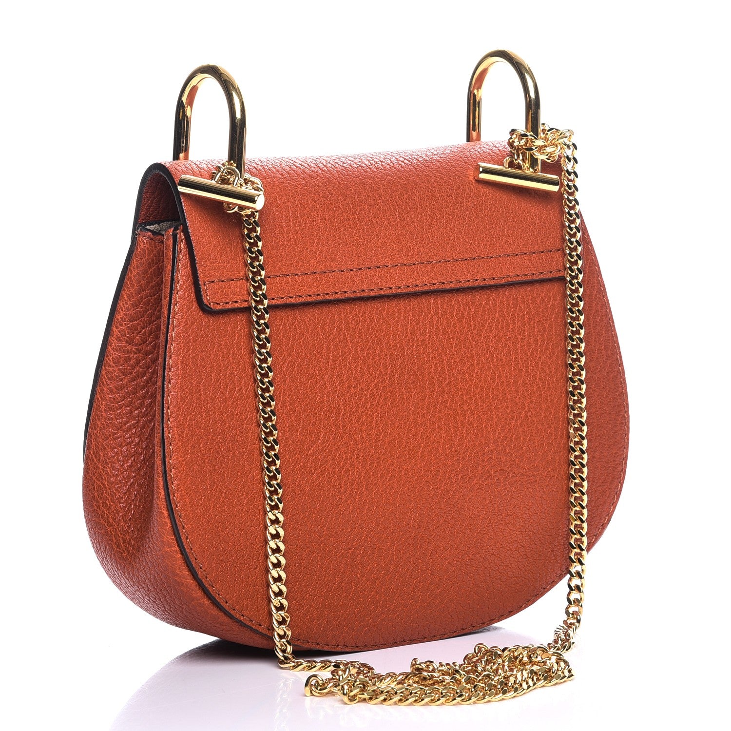 Chloe Grained Lambskin Mini Drew Shoulder Bag Foxy Orange 3 of 7