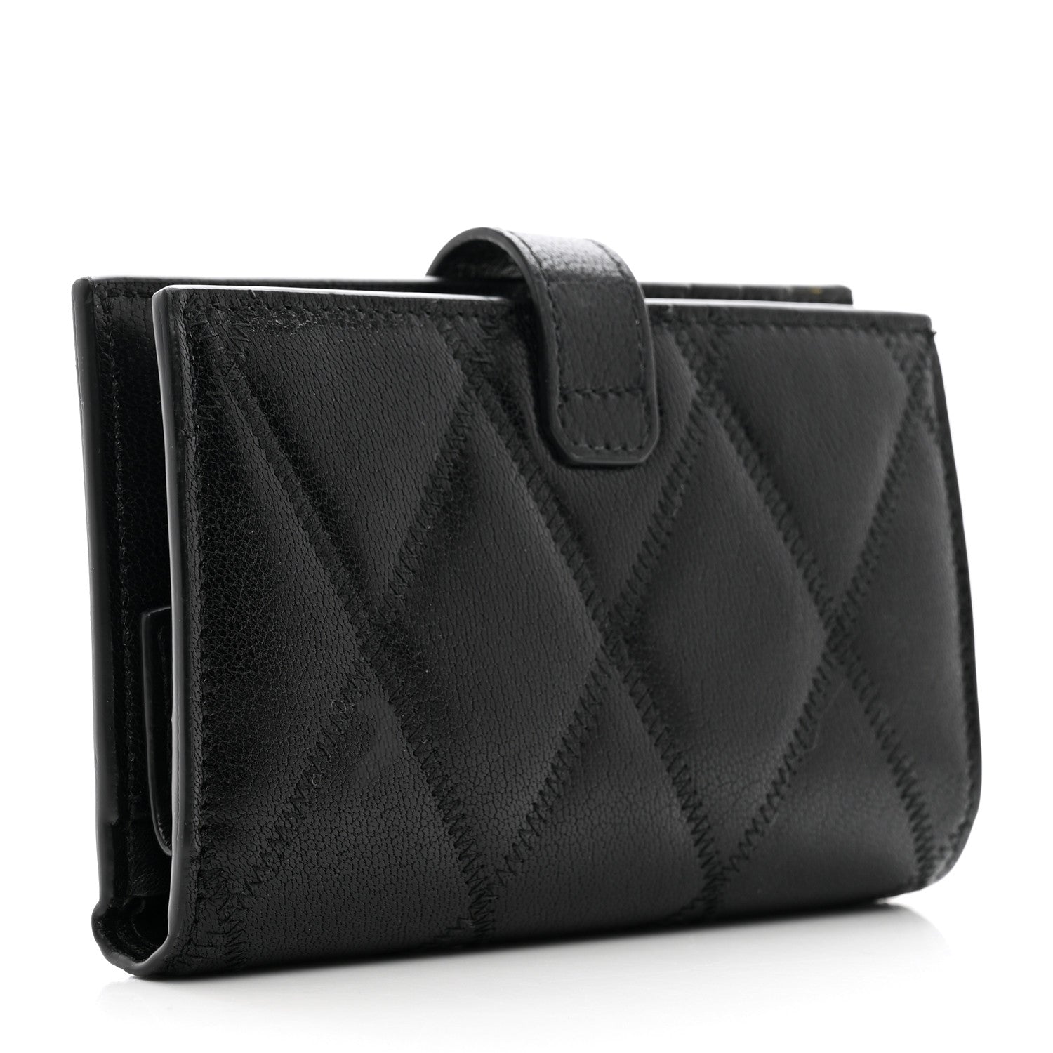 Givenchy Goatskin Diamond Quilted GV3 Medium Wallet Black 3 of 7