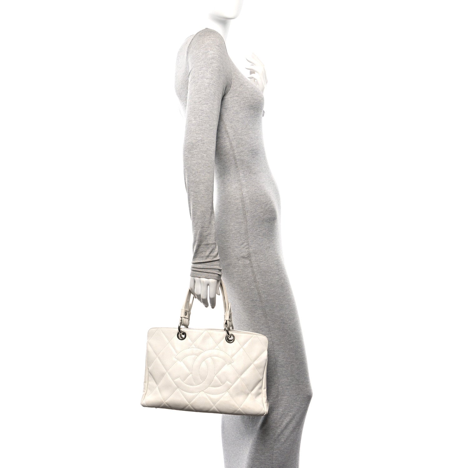 Chanel Soft Caviar Quilted CC Timeless Tote White 2 of 12