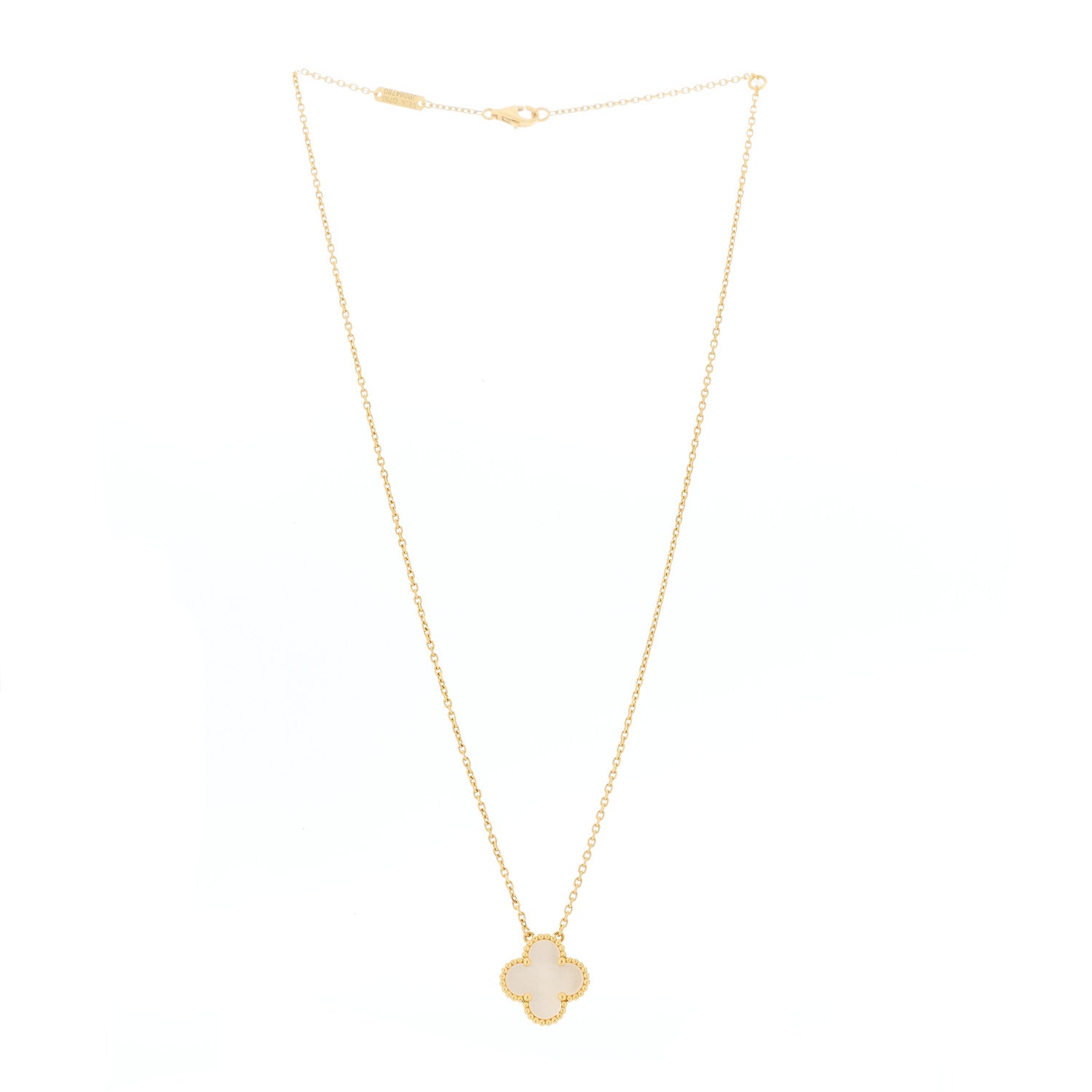 Van Cleef & Arpels 18K Yellow Gold Mother of Pearl Vintage Alhambra Pendant Necklace 3 of 5