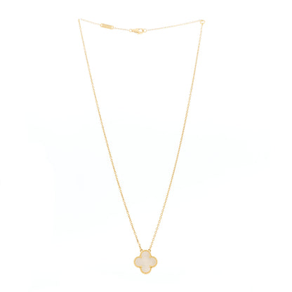 Van Cleef & Arpels 18K Yellow Gold Mother of Pearl Vintage Alhambra Pendant Necklace 3 of 5