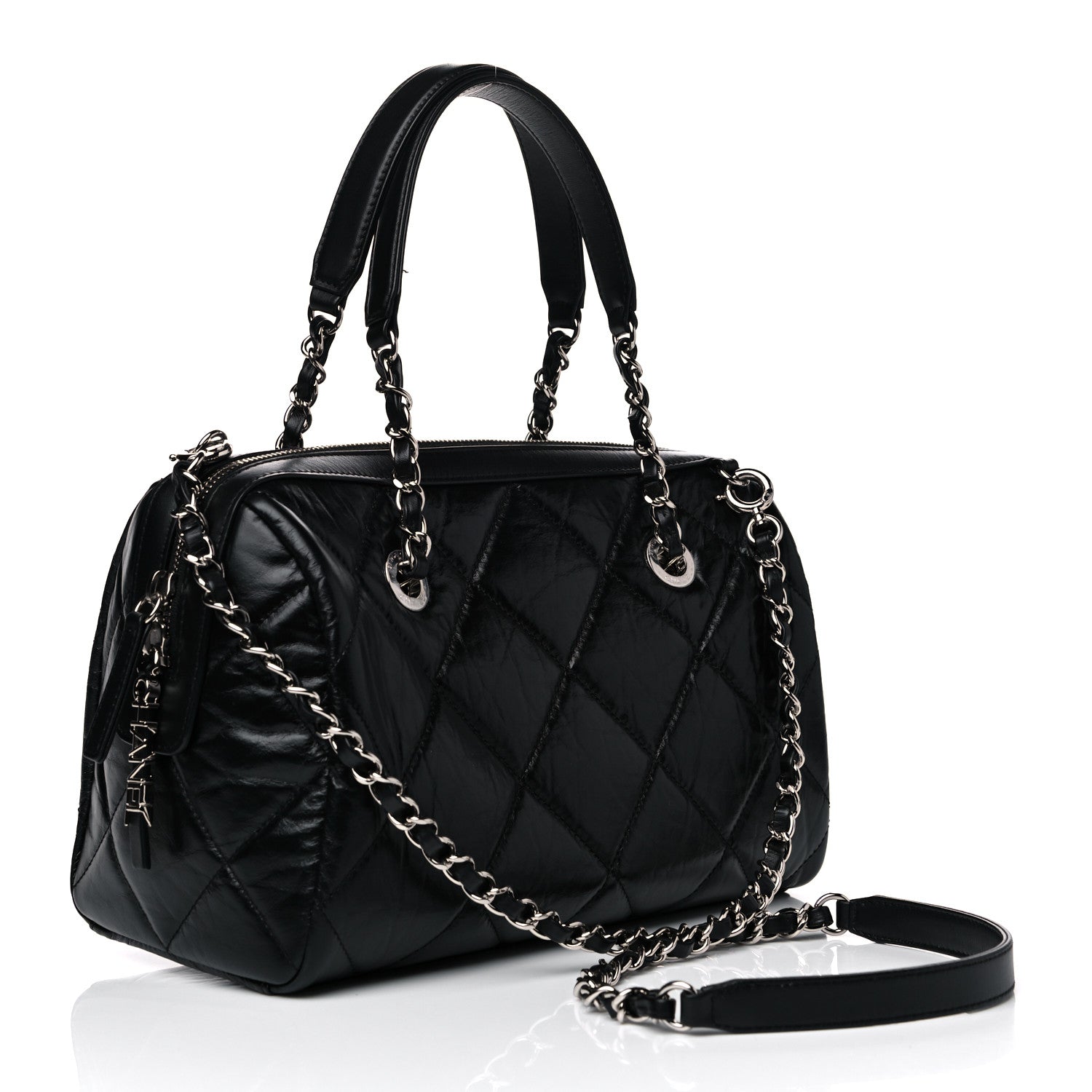 Chanel Calfskin Quilted Small CC Bowling Bag Black 5 of 11
