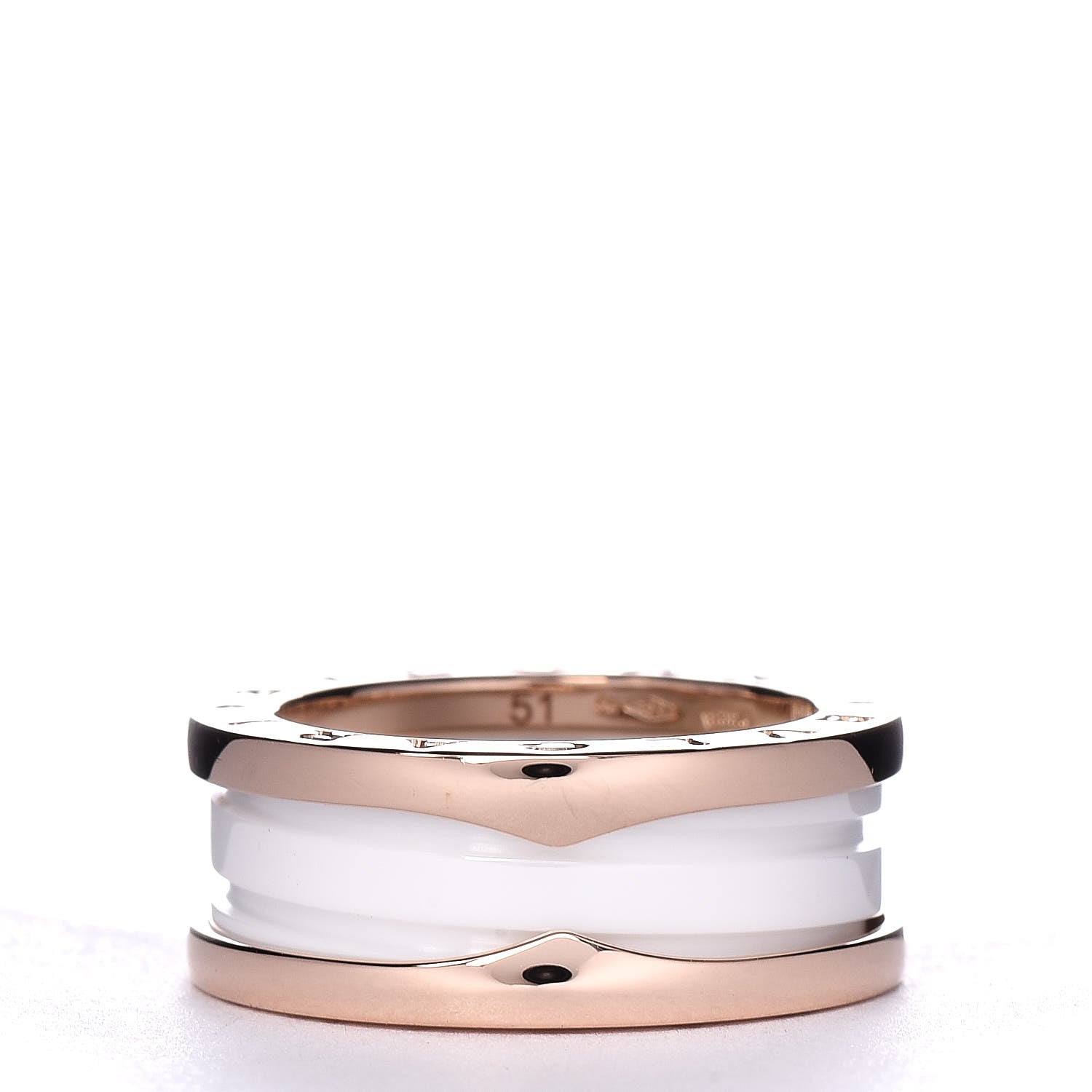 Bulgari 18K Rose Gold White Ceramic B.Zero1 Two-Band Ring 51 5.75 3 of 5