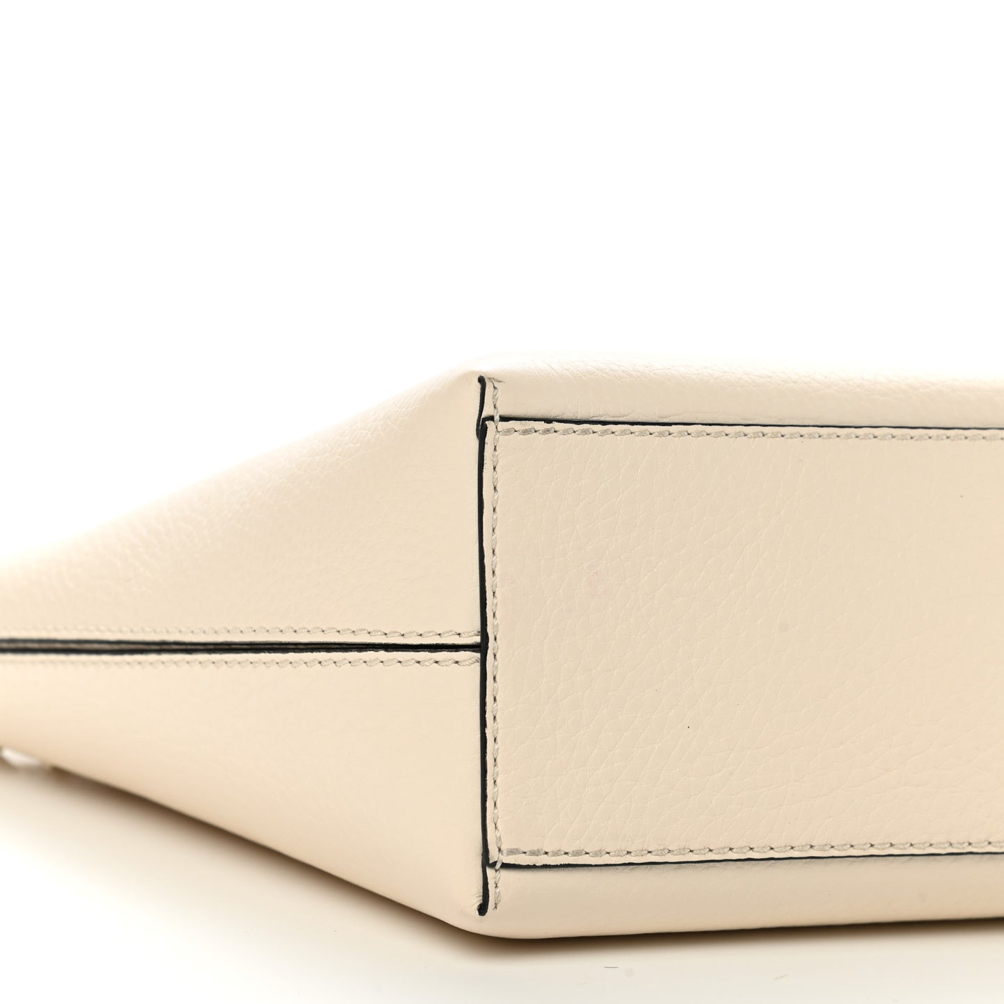 Grained Calfskin Small Rockstud Shoulder Tote Light Ivory