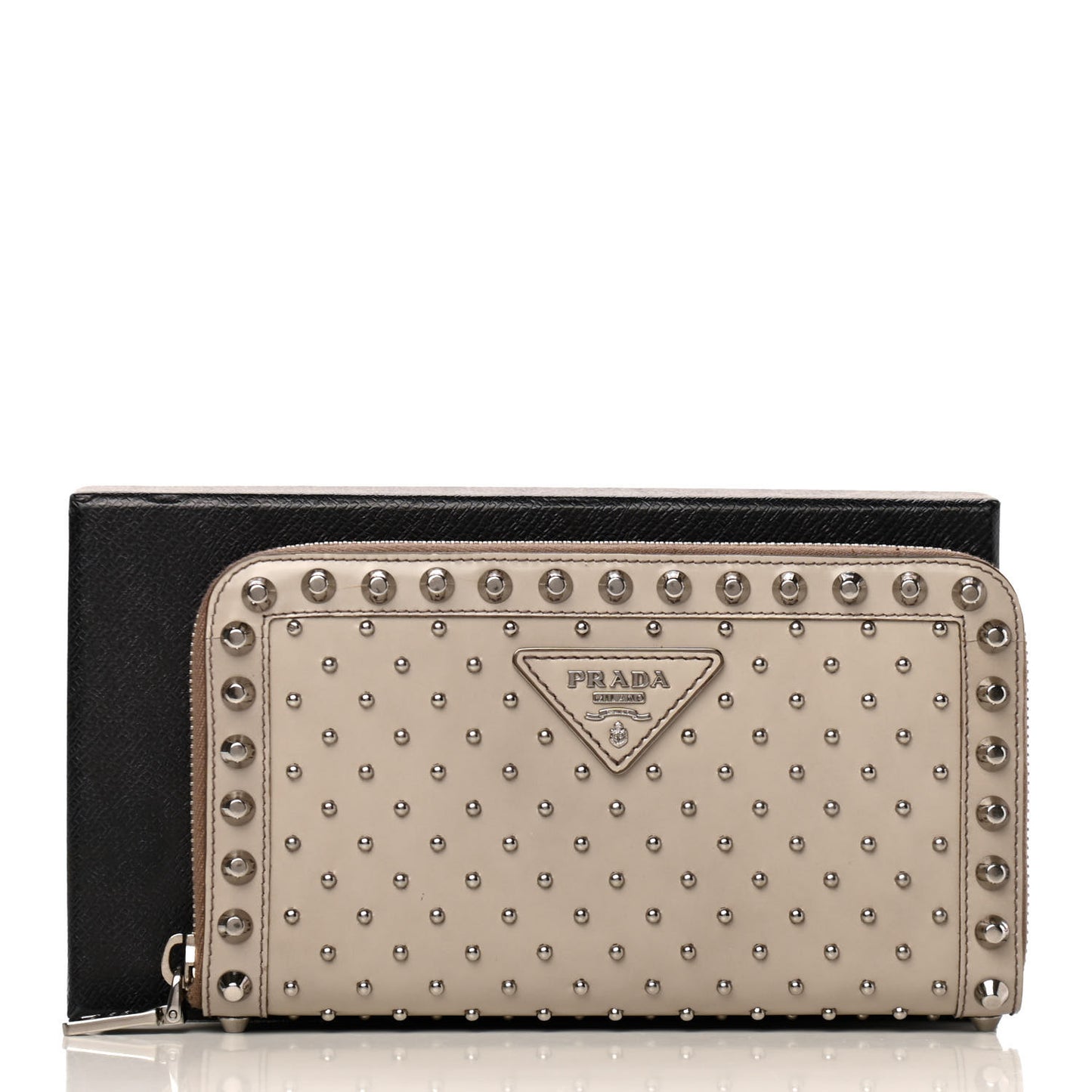 Spazzolato Studded Zip Around Wallet Quarzo