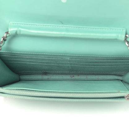 Chanel Patent Quilted Wallet On Chain WOC Blue 5 of 15