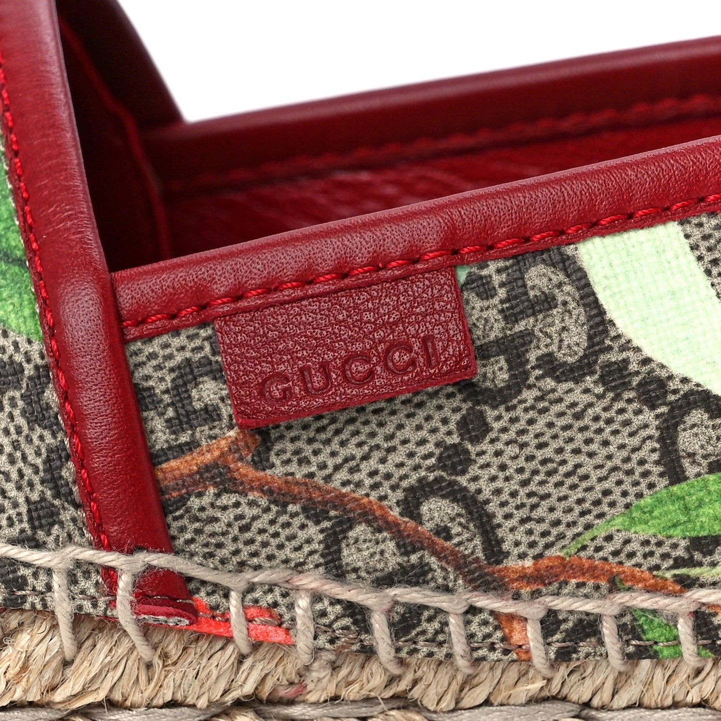 GG Supreme Monogram Tian Womens Espadrilles 36 Beige Multicolor Red