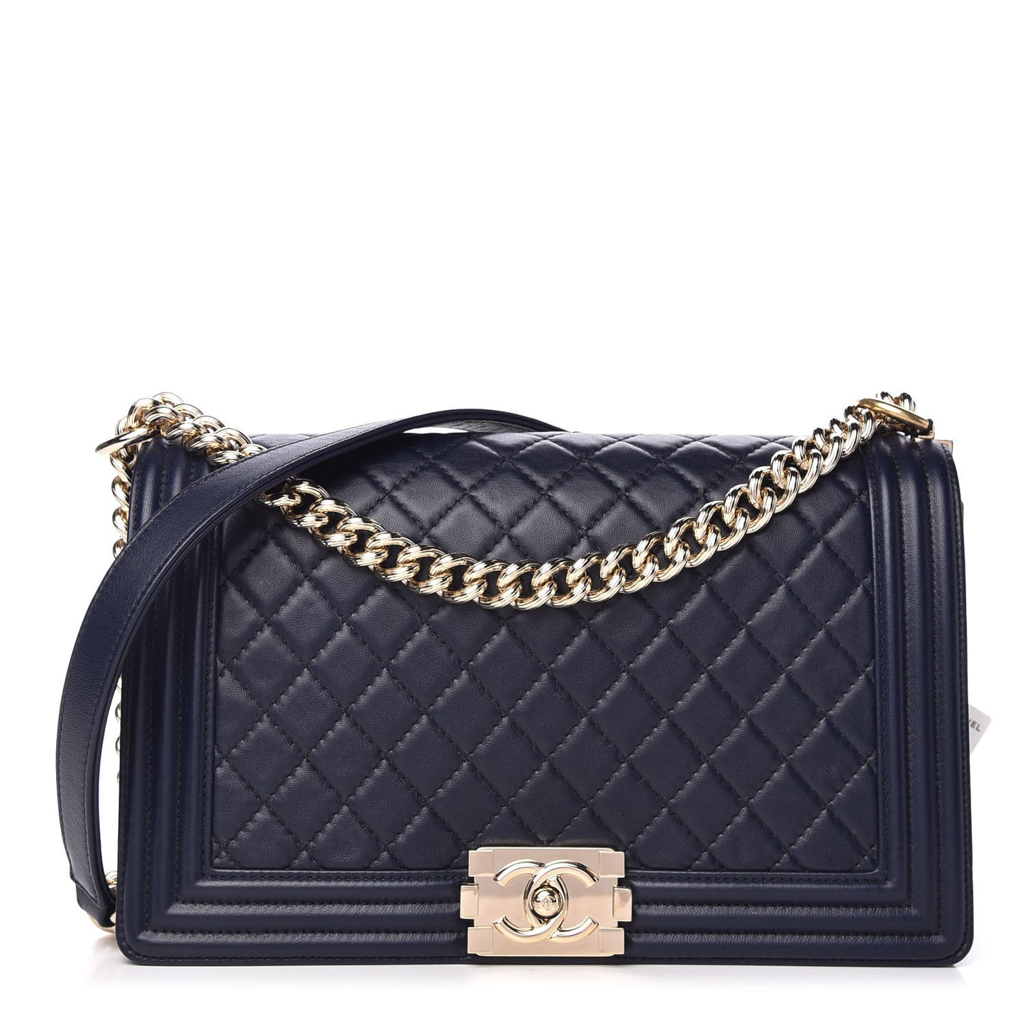 Lambskin Quilted New Medium Boy Flap Dark Navy Blue