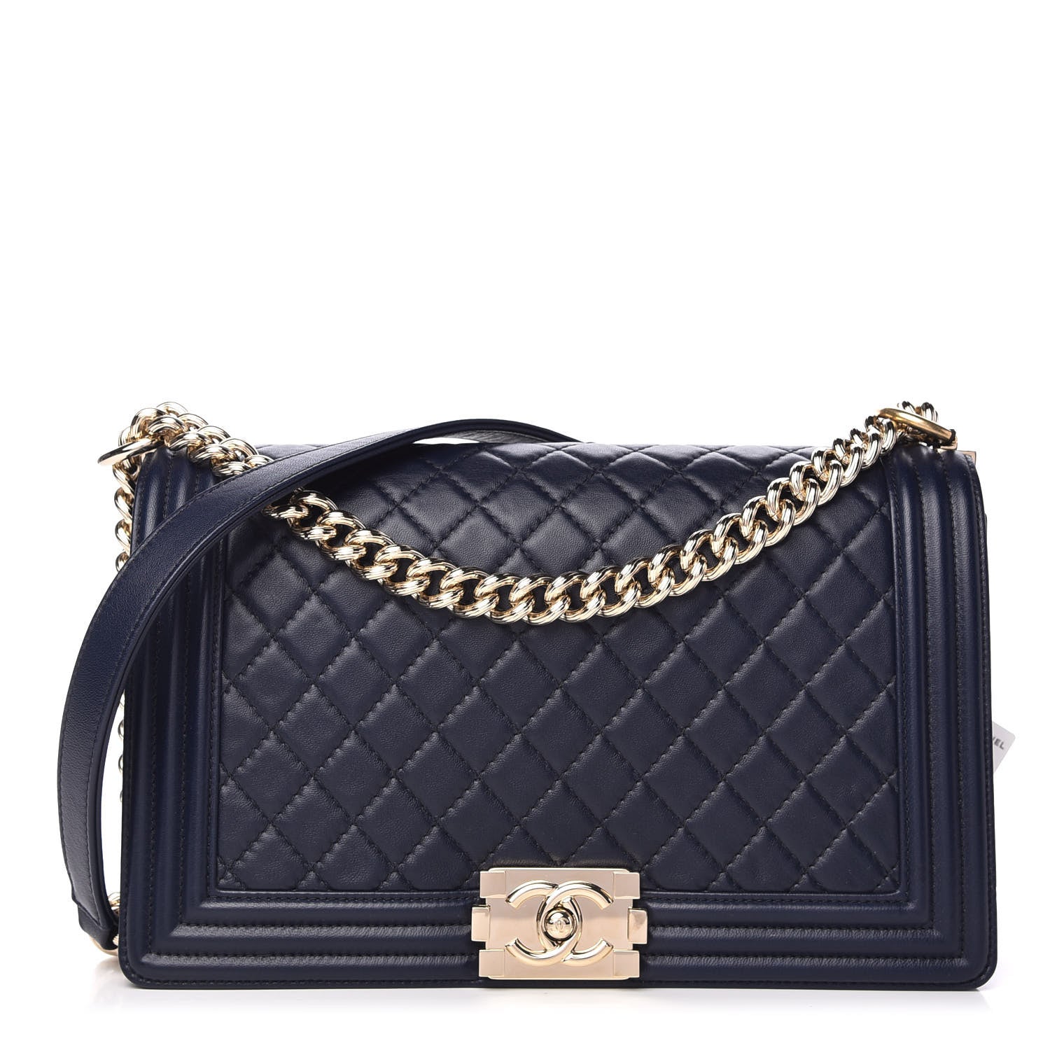 Chanel Lambskin Quilted New Medium Boy Flap Dark Navy Blue 1 of 10