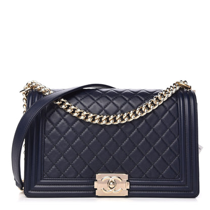 Chanel Lambskin Quilted New Medium Boy Flap Dark Navy Blue 1 of 10