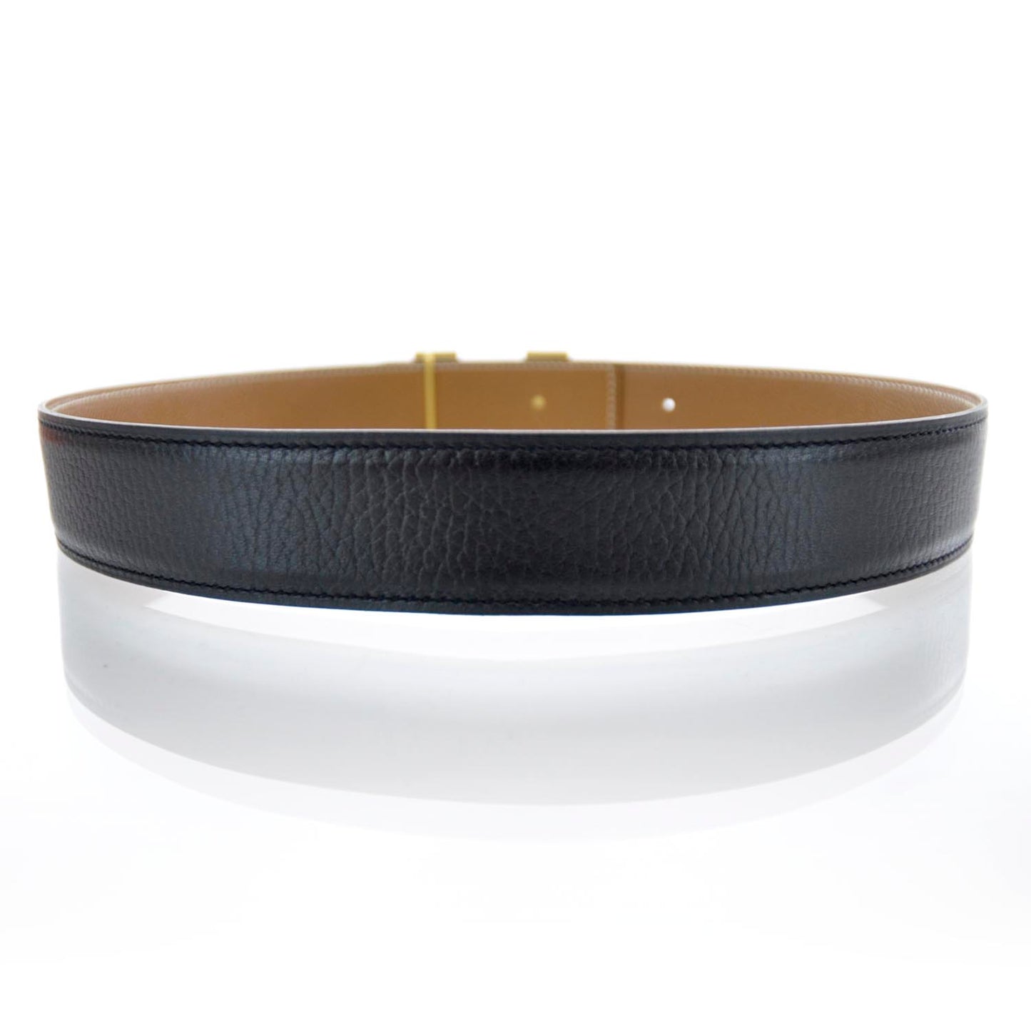 Leather Reversible H Belt Gold Black 70