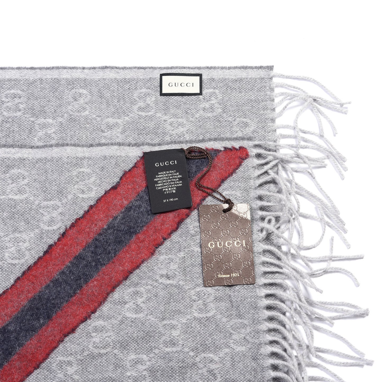 Wool Angora Monogram Web New Nikky Scarf Zinc Blue