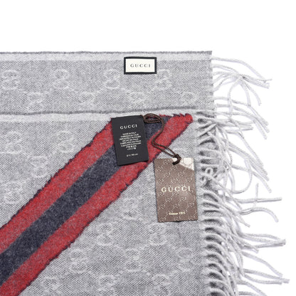 Gucci Wool Angora Monogram Web New Nikky Scarf Zinc Blue 3 of 3