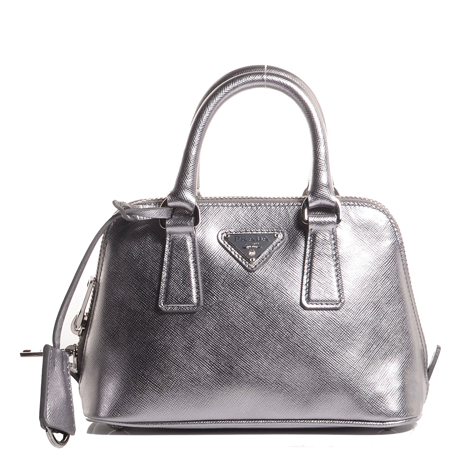 Prada Saffiano Lux Mini Promenade Tote Cromo 1 of 8