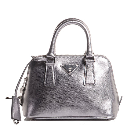 Prada Saffiano Lux Mini Promenade Tote Cromo 1 of 8